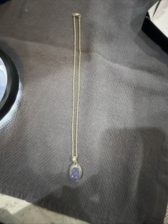 Anna King 925 blue and purple druzy quartz pendant necklace Sterling Silver - Picture 7 of 9